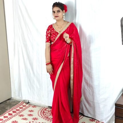 Tomato Red Saree
