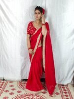 Tomato Red Saree - Image 3
